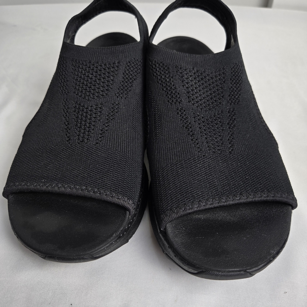 Skechers Sandals Womens 7 Arch Fit City Catch Slingback Black Peep Toe SN 119236 - Picture 2 of 11